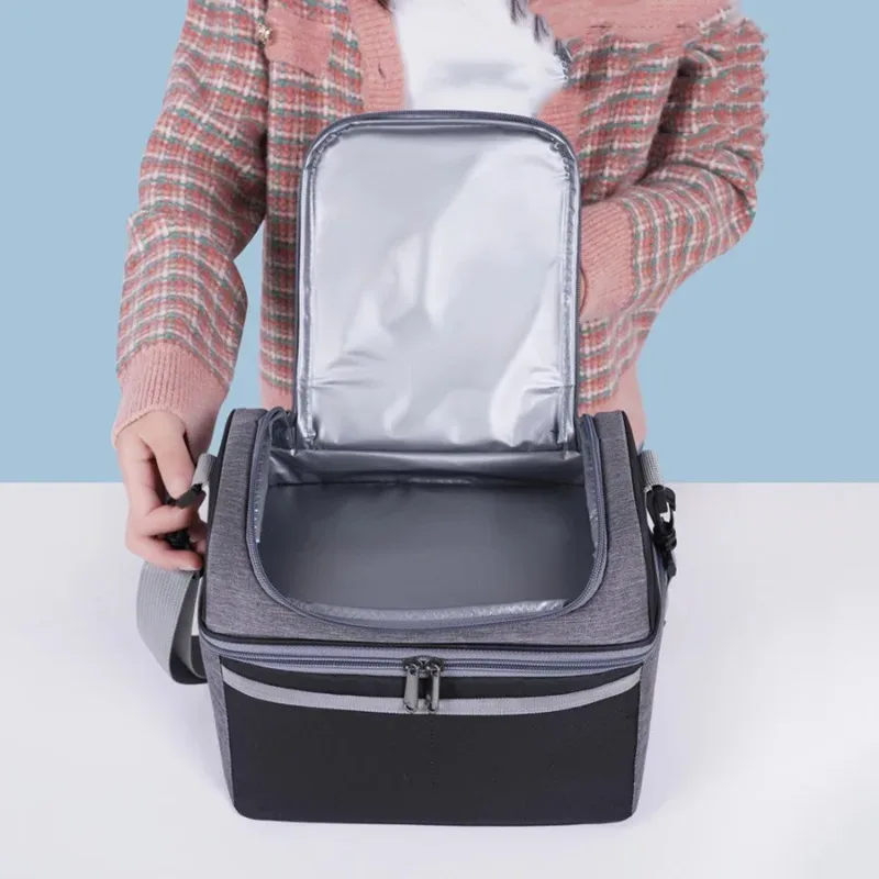 sac de rangement alimentaire portable oxford grande capacité, imperméable, avec fermeture éclair, boîte à lunch thermique pour pique-nique en plein air