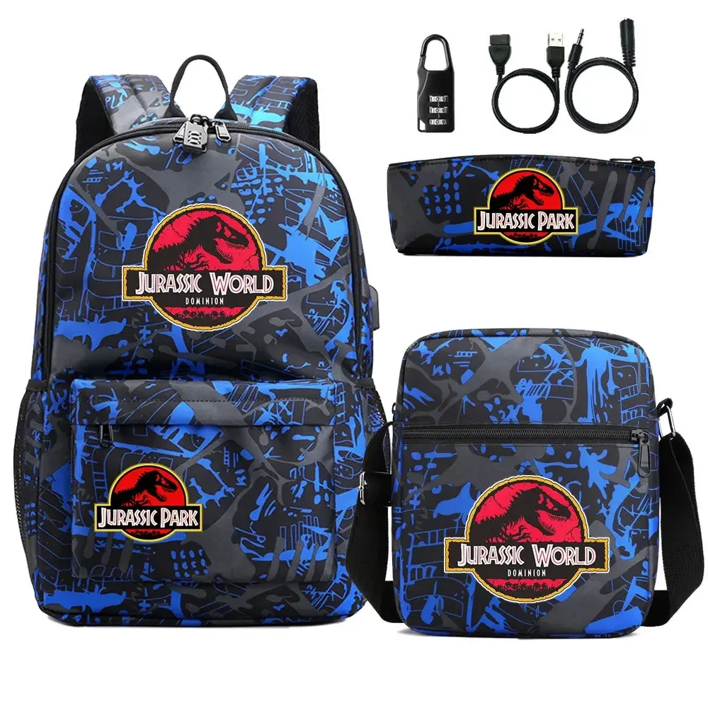 sac dos tissu oxford unisexe noir logo jurassic world bandoulière arquée compartiment intérieur style dessin animé usage voyage