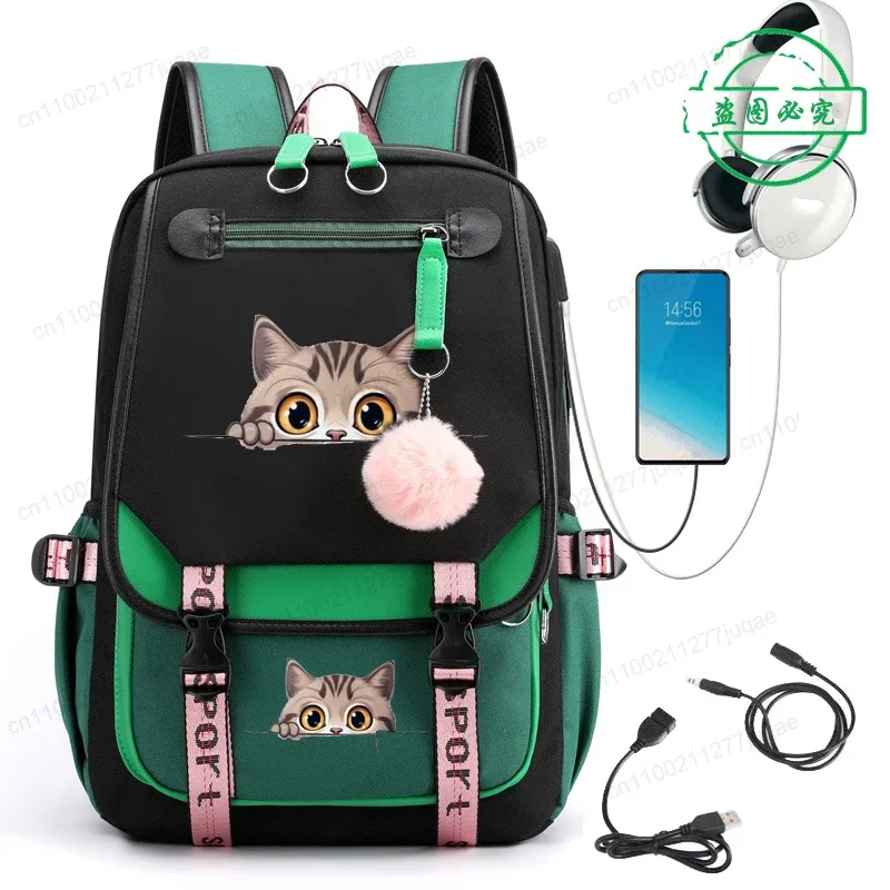 sac à dos kawaii chat de dessin animé tendance anime pour adolescentes et adolescents, sac d'école, sac de voyage pour ordinateur portable