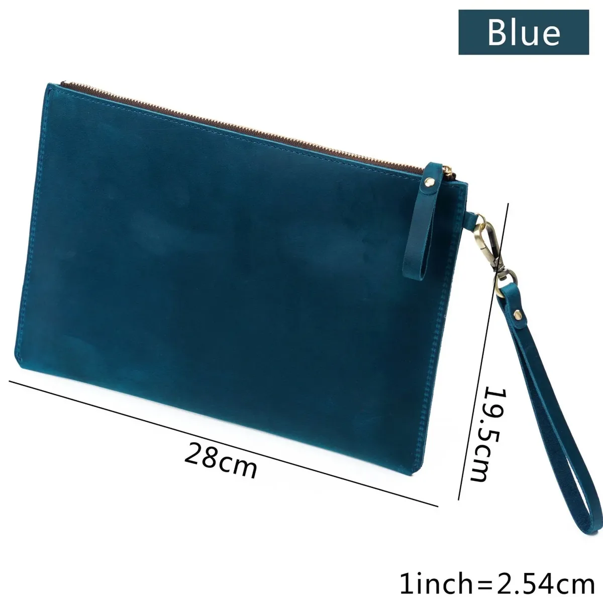 pochette de rangement de documents vintage en cuir véritable, avec fermeture éclair, porte-papier mince pour ipad mini et smartphone, bureau de voyage