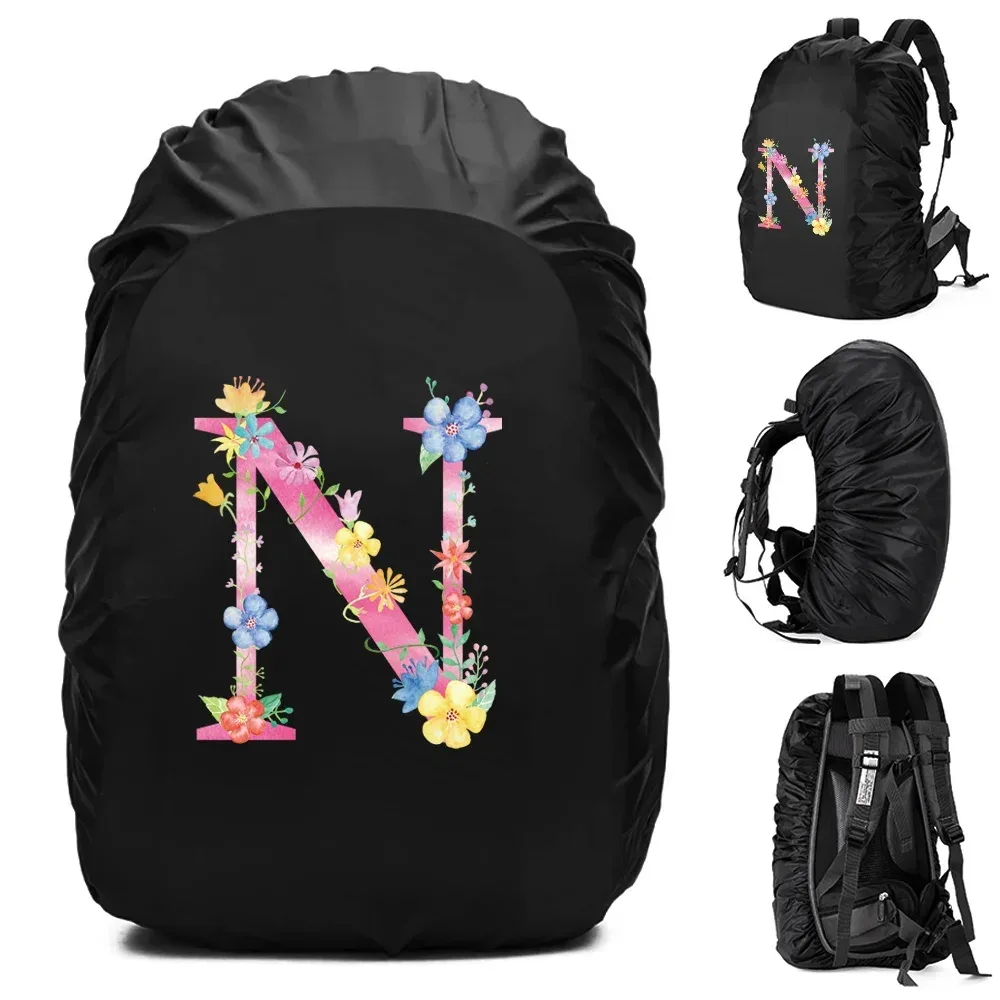 sac à dos étanche unisexe, housse de pluie, sac de camping en plein air, randonnée, escalade, sports, housse de pluie anti-poussière, imprimé lettre rose, 30l, 40l, 70l