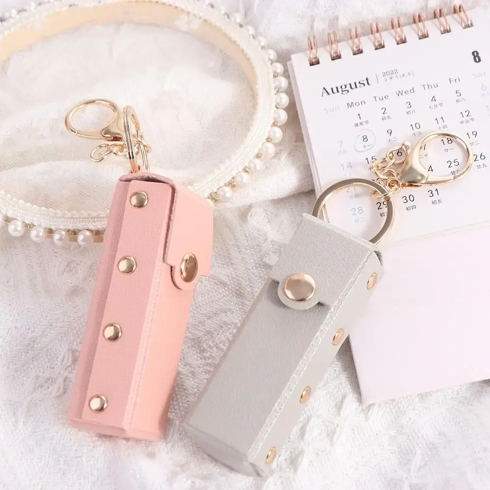 pochette à rouge à lèvres portable et étanche avec porte-clés, étui de rangement en cuir souple pour rouges à lèvres, housse de protection cosmétique