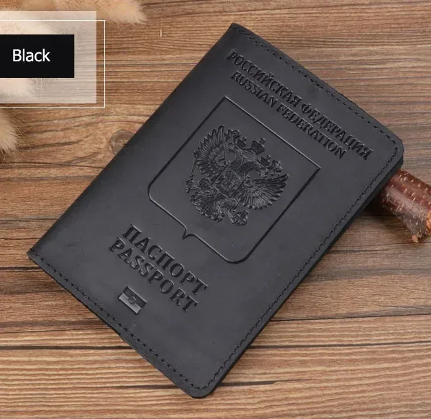 couverture de passeport russe, couverture gravée pour passeport de voyage, porte-passeport en cuir personnalisé