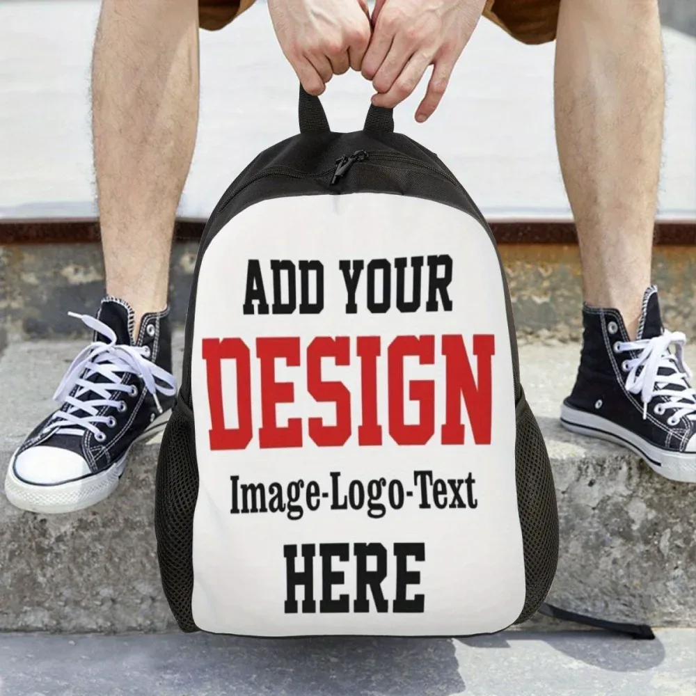 sac à dos personnalisé avec photo et logo - grande capacité, léger, bretelles réglables pour le travail, l'école, les voyages | polyester durable