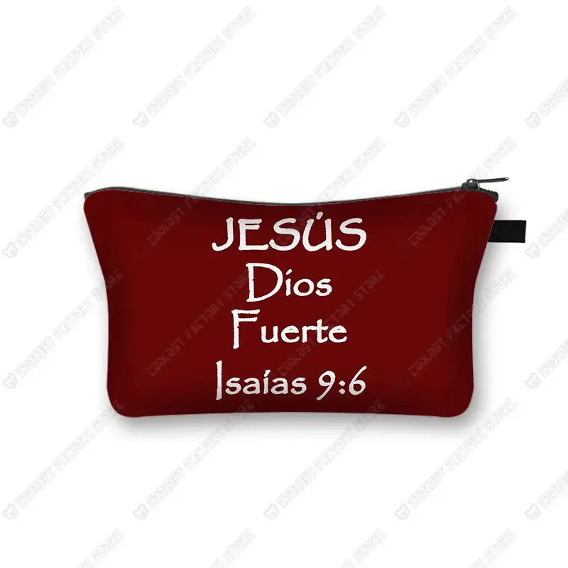 trousse à cosmétiques avec verset de la bible chrétienne en espagnol, trousse de maquillage, trousse de beauté, trousse de toilette