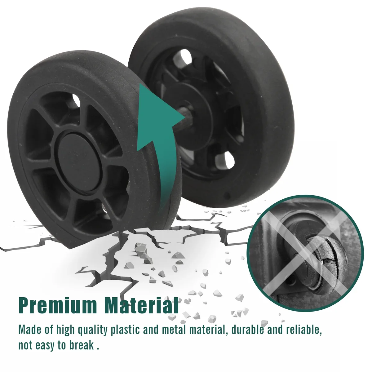 roues de remplacement noires avec vis, pour bagages de voyage, valise, essieux de 55mm, kit de réparation, roulette silays euse, bricolage, 8 pièces
