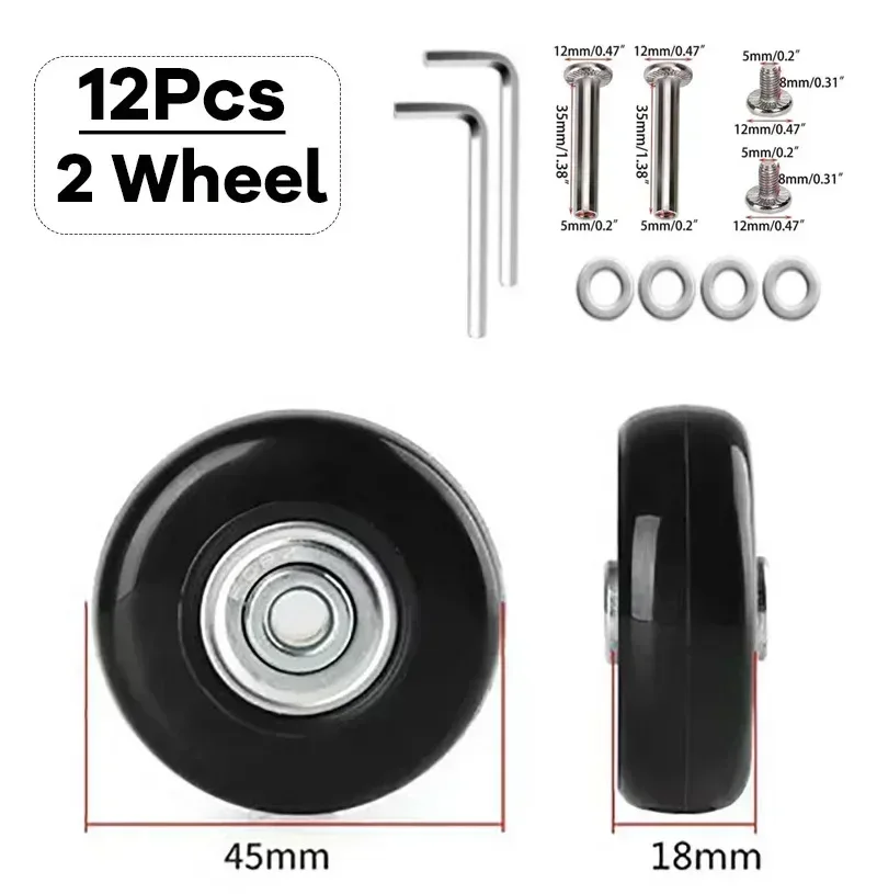 roues de remplacement de valise à bagages, kits de réparation de roulements de roulettes en pu 50x18mm, roues de remplacement d'étagère pour bagages 4/2 pièces