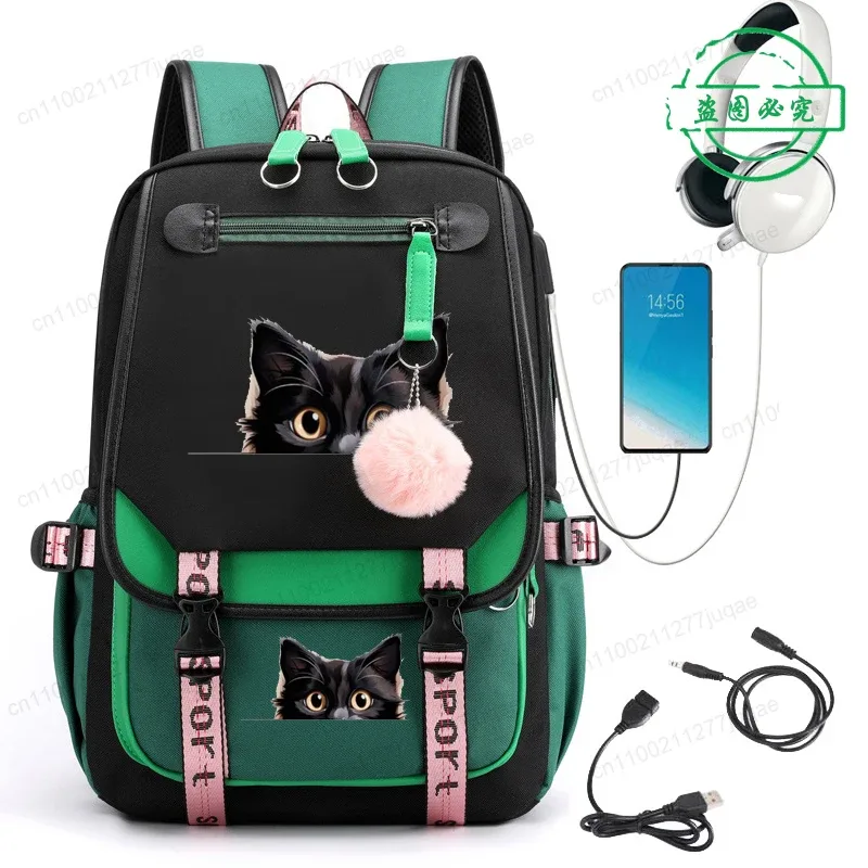 sac à dos kawaii chat de dessin animé tendance anime pour adolescentes et adolescents, sac d'école, sac de voyage pour ordinateur portable