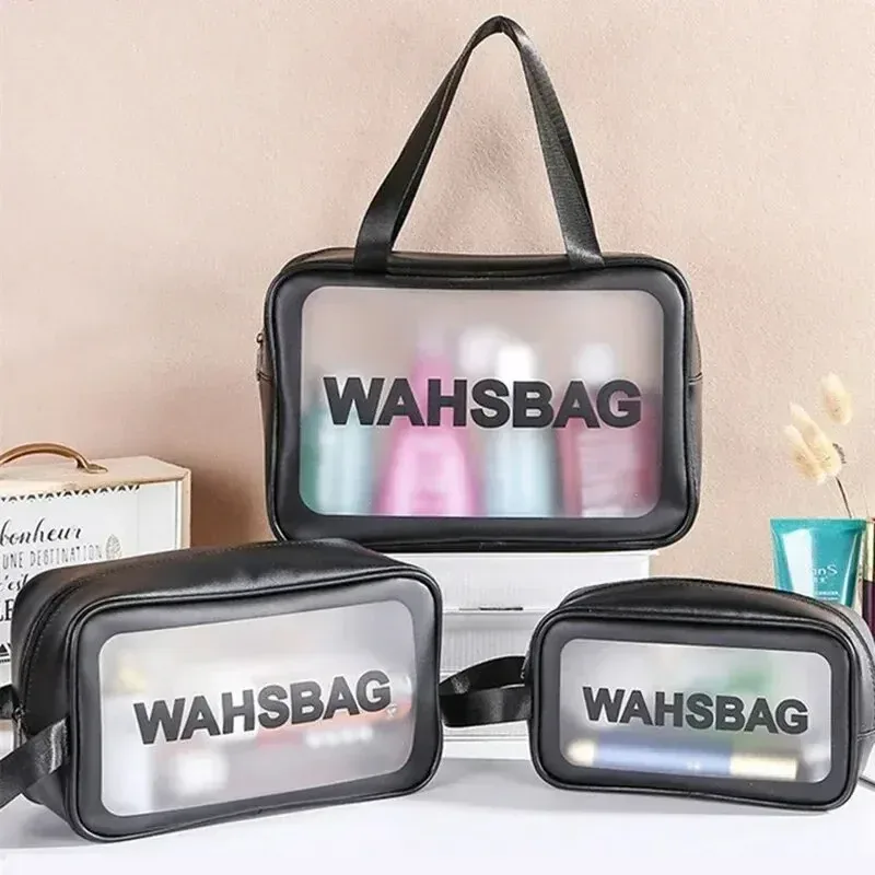 sac de rangement de voyage pour femmes, rangement de toilette, grande capacité, étanche, pvc, cosmétique, portable, trousse de maquillage à fermeture éclair, kit de lavage féminin