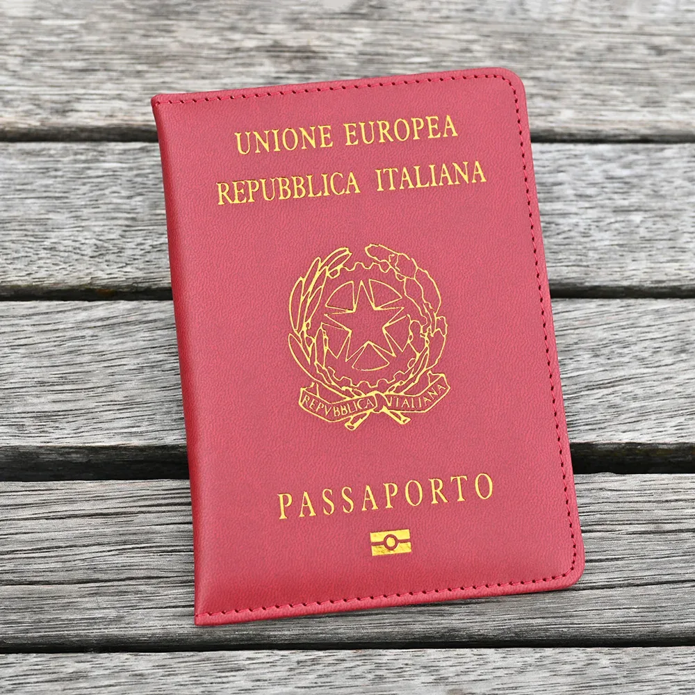 housse de passeport italienne de qualité supérieure pour femme, étui de voyage en cuir pu noir pour passeport, porte-passeport de voyage