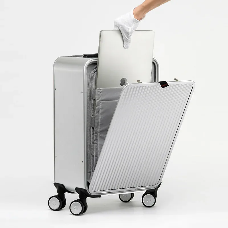 valise à roulettes vnelstyle 100 % aluminium, nouvelle collection de luxe, valise de voyage à roulettes, bagage à main, 16/20/24 pouces