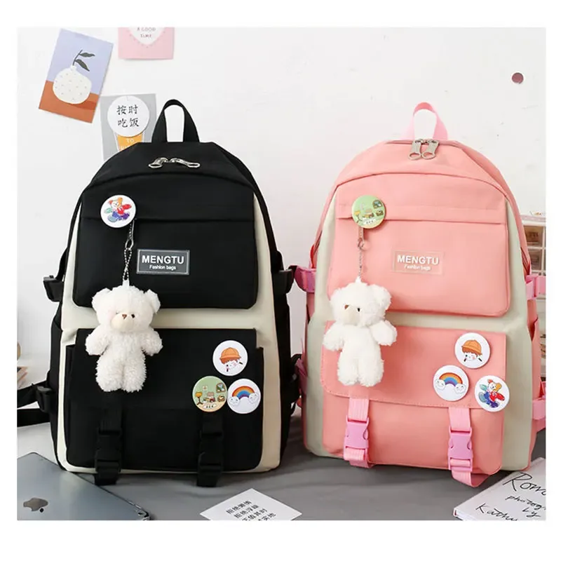 sac dos nylon beige poche ouverte fermeture éclair haut volume voyage école mode adolescente