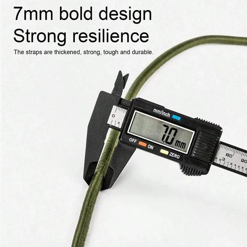 corde élastique robuste et durable pour l'extérieur, 30cm-210cm, sangle de chargement de 7mm d'épaisseur, fixation de sangle de bagage