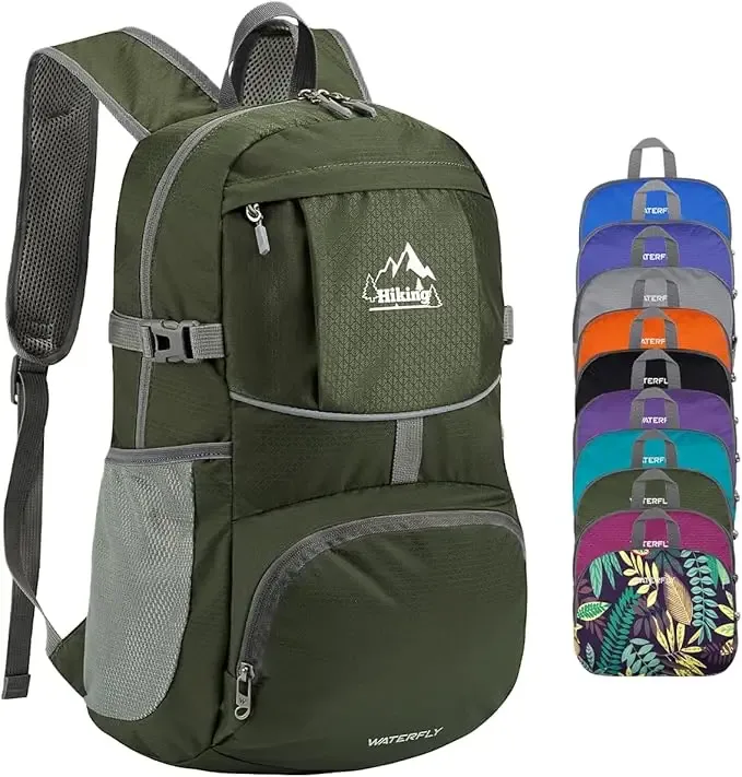waterfly sac à dos pliable pour randonnée : 25 l, ultra léger, pliable, imperméable, pour voyage en plein air, pour femme et homme