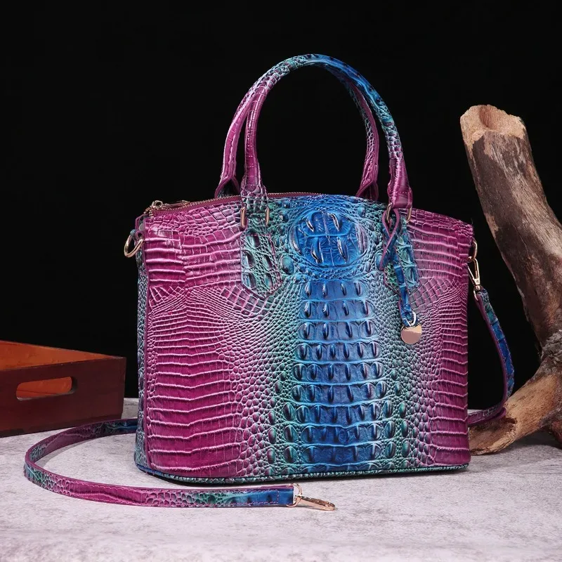 sac à bandoulière en cuir gaufré croco grande capacité, sac à main de luxe ombré pour femme, sac de voyage, cadeau