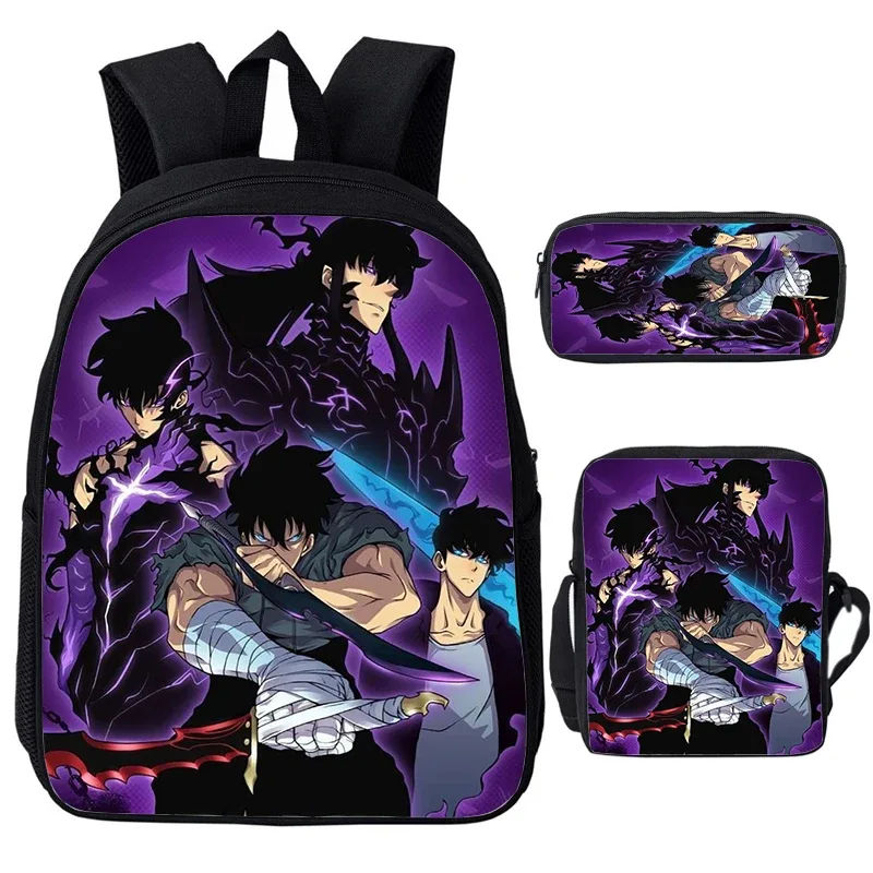 solo nivellement igris enfant sacs à dos sac à bandoulière trousse à crayons 3 pièces ensemble grande capacité sacs d'école pour garçons filles voyage sacs à dos