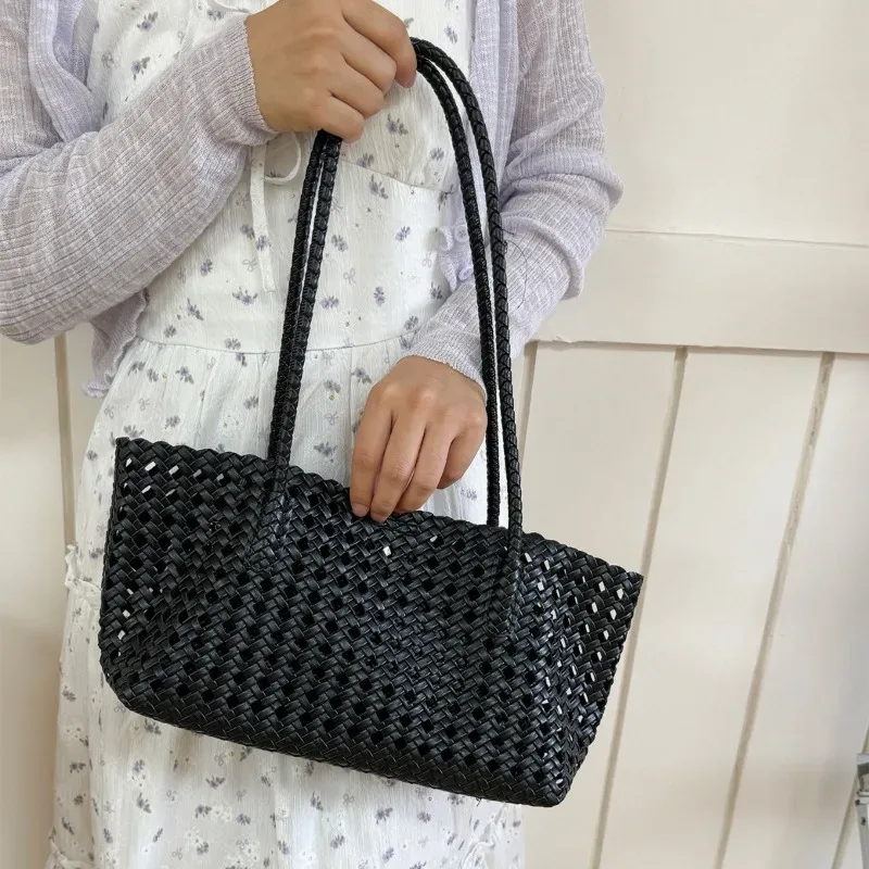 nouveau sac fourre-tout tressé creux tendance 2026 pour femme, grande capacité, sac à main porté épaule pour l'été