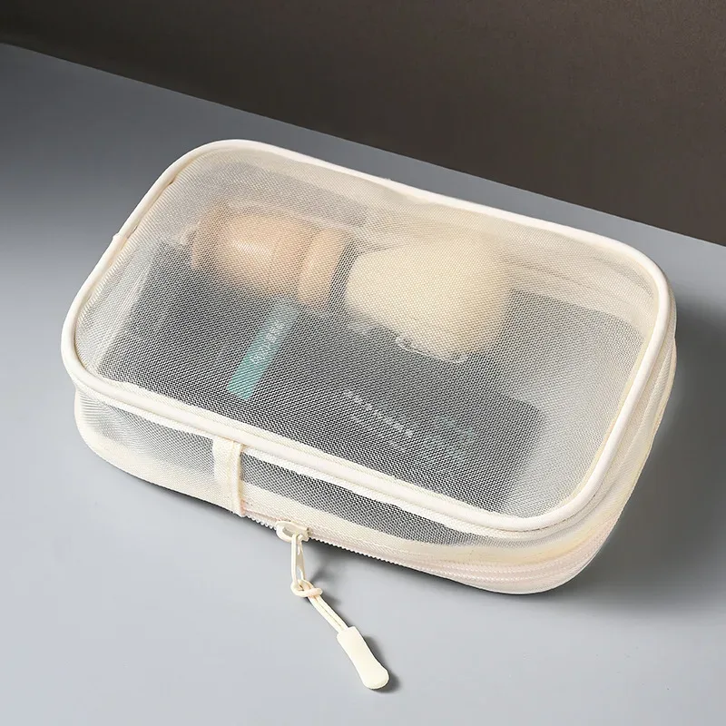 sac de rangement de maquillage, trousse de toilette de voyage, soins de la peau, rasoir, brosse à dents, pour femmes et hommes, sac de lavage cosmétique en maille, nouvelle collection 2025