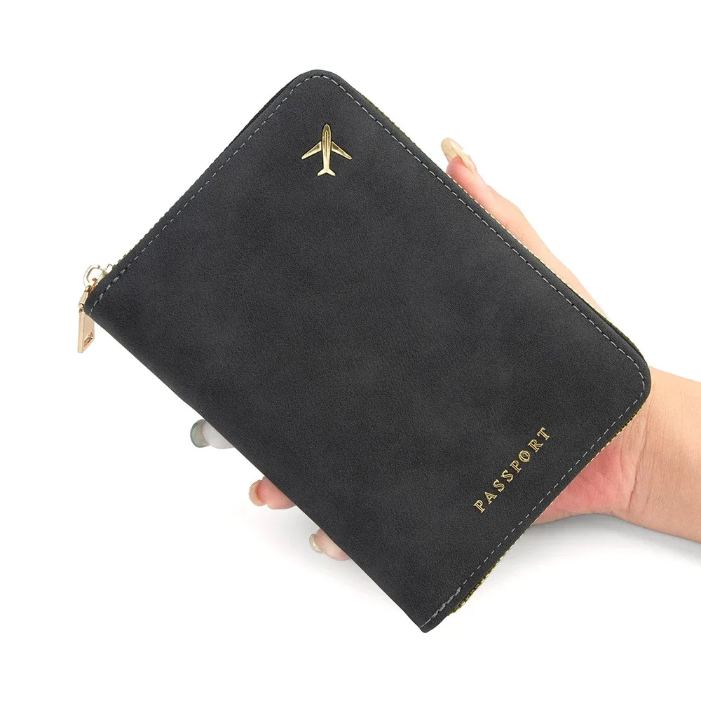 étui de passeport rfid anti-magnétique personnalisé avec fermeture éclair pour voyage, porte-passeport, sac de rangement de documents multifonctionnel