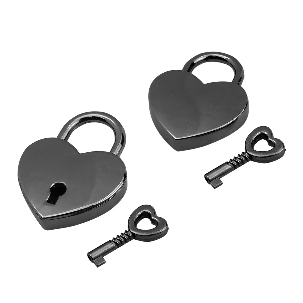 cadenas serrure tsa métal forme cœur poignée circulaire argent doré noir clé correspondante usage voyage stockage