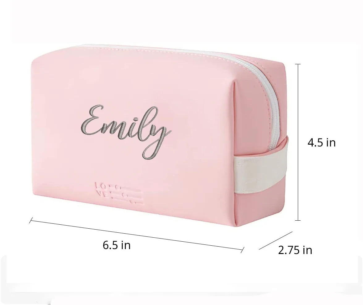 trousse de maquillage de voyage personnalisée, sac à cosmétiques portable brodé, pochette de rangement étanche, trousse de maquillage sur mesure pour femmes