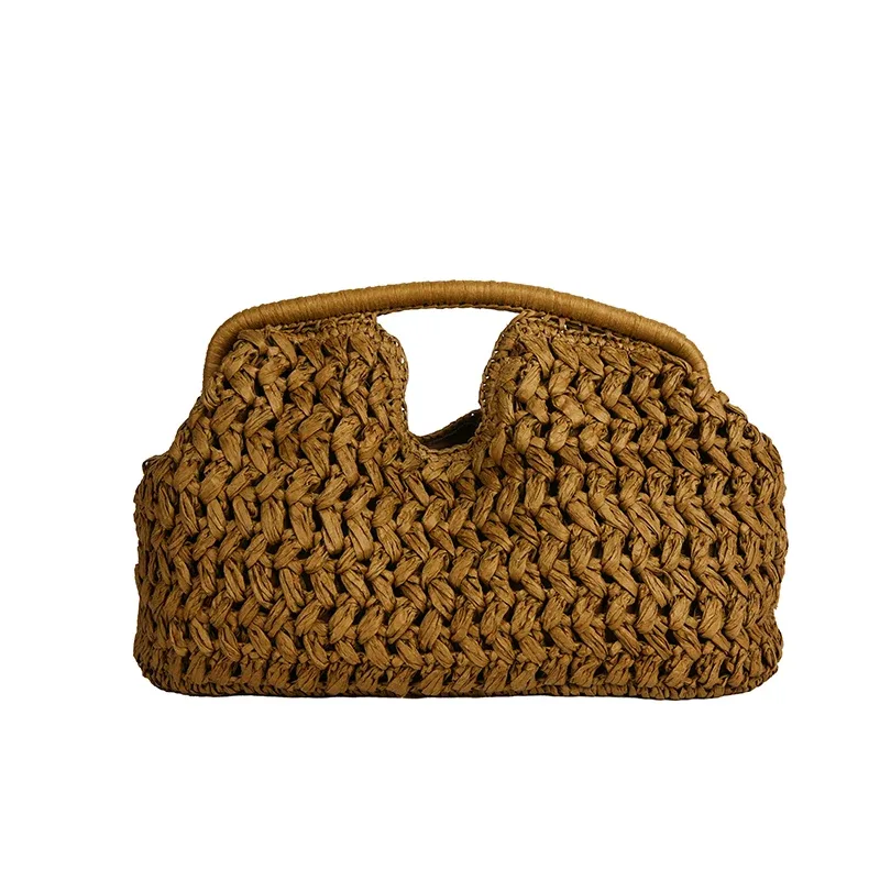 nouveau sac de plage d'été pour femme, pochette de luxe, sacs en paille de créateur, sac fourre-tout, sac à main tendance en rotin tressé, sac de voyage pour femme