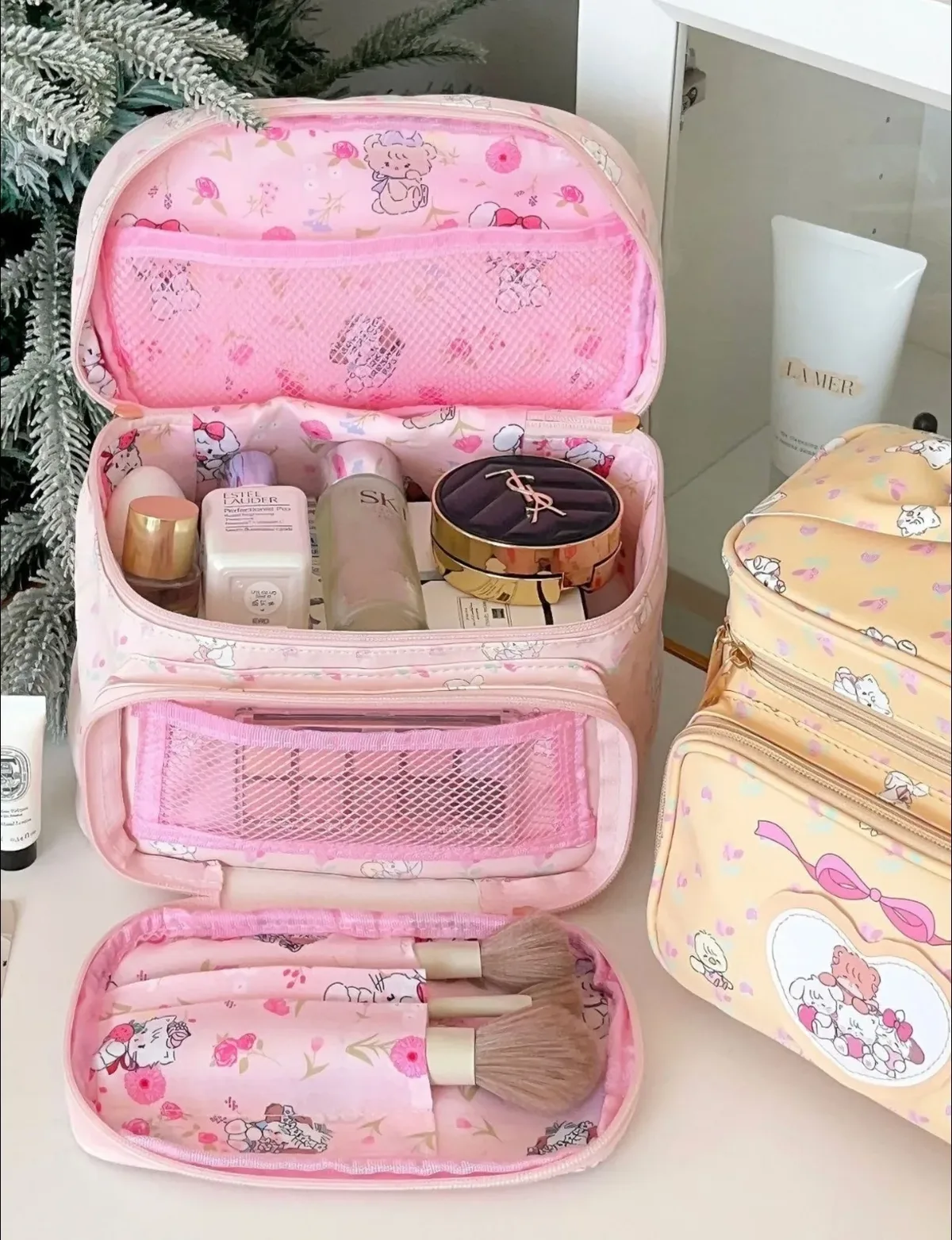 sac de maquillage princesse mikko mignon, sac à main portable de grande capacité, organisateur de rangement de cosmétiques de voyage pour adolescentes