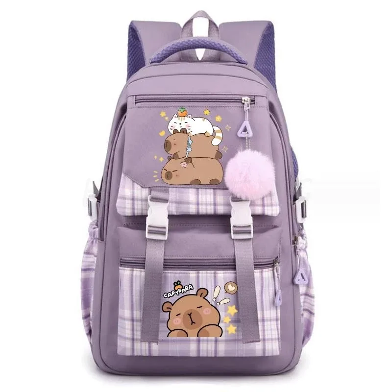 sac à dos imprimé capybara pour femmes, pour ordinateur portable, grande capacité, cartable d'école pour filles et adolescentes, 4 couleurs, cadeau