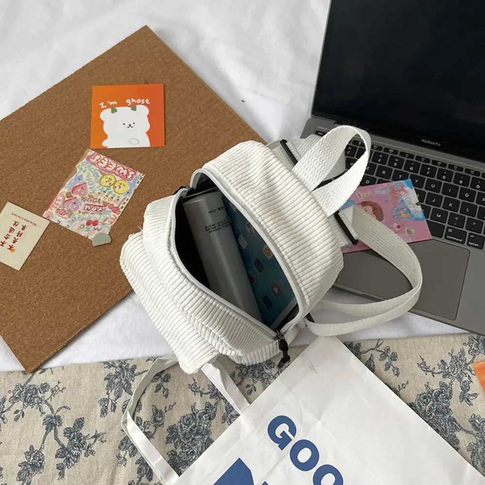 mini sac à dos tendance en velours côtelé de couleur unie, léger, pour voyage, en dacron, petits sacs à dos d'extérieur
