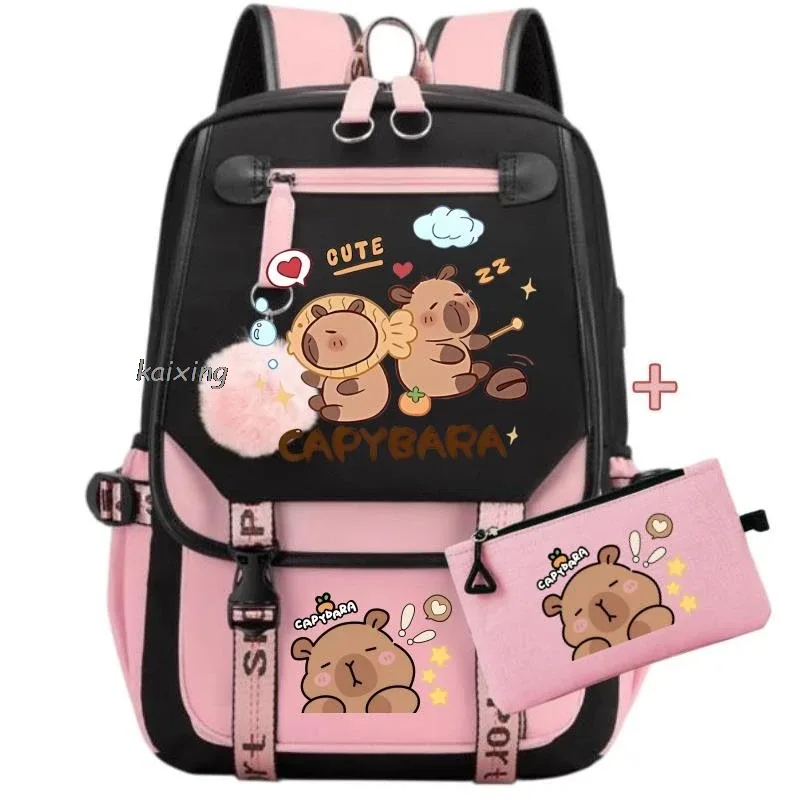 sacs à dos 2 pièces, ensemble kawaii capybara, légers, respirants, grande capacité, pour l'école, pour femmes et hommes, pour les voyages, meilleurs cadeaux