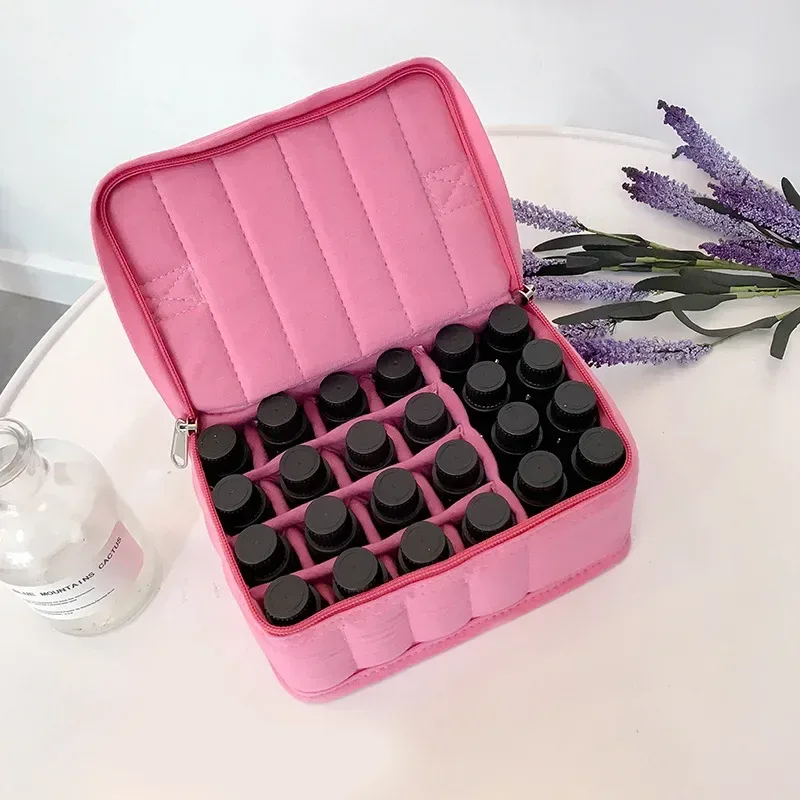 sac de voyage portable et pratique pour huiles essentielles, 17 compartiments, en tricot, anti-humidité, pochette cosmétique type enveloppe rouge