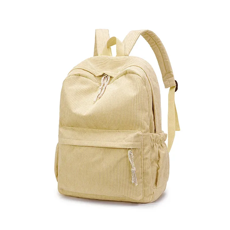 sac à dos scolaire personnalisé 2026 nouvelle mode en velours côtelé avec fermeture éclair lisse, nom unique, grande capacité, sac à dos de voyage, sac à dos de randonnée
