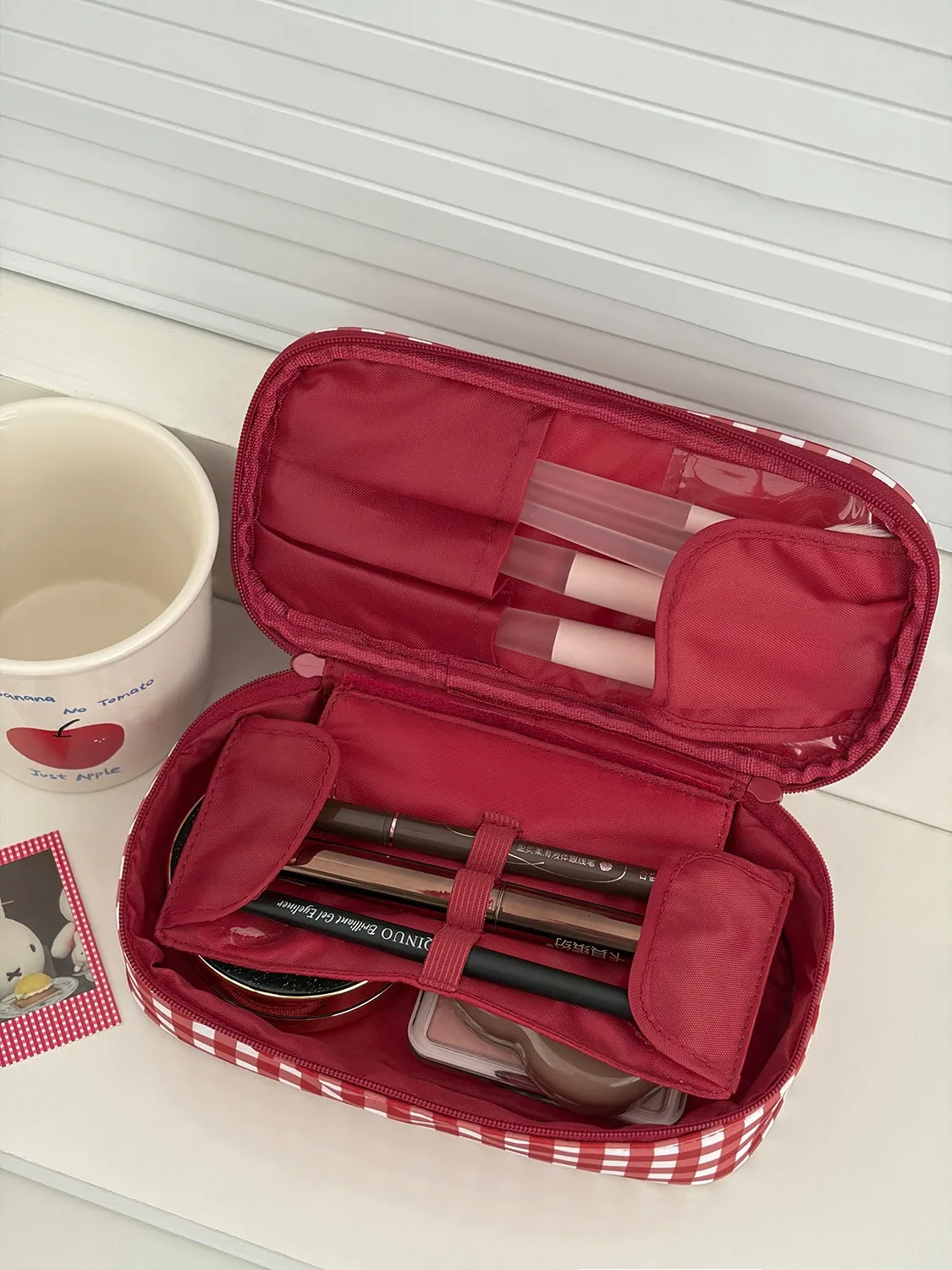 trousse polyester fleur décontracté bleu noir beige maquillage cosmétiques voyage sallebain adolescente femme vacances camping