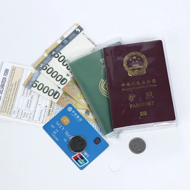 pochette de passeport transparente en pvc givré, imperméable, anti-poussière, durable, protection des documents, voyage, voyage d'affaires, utilisation quotidienne en extérieur