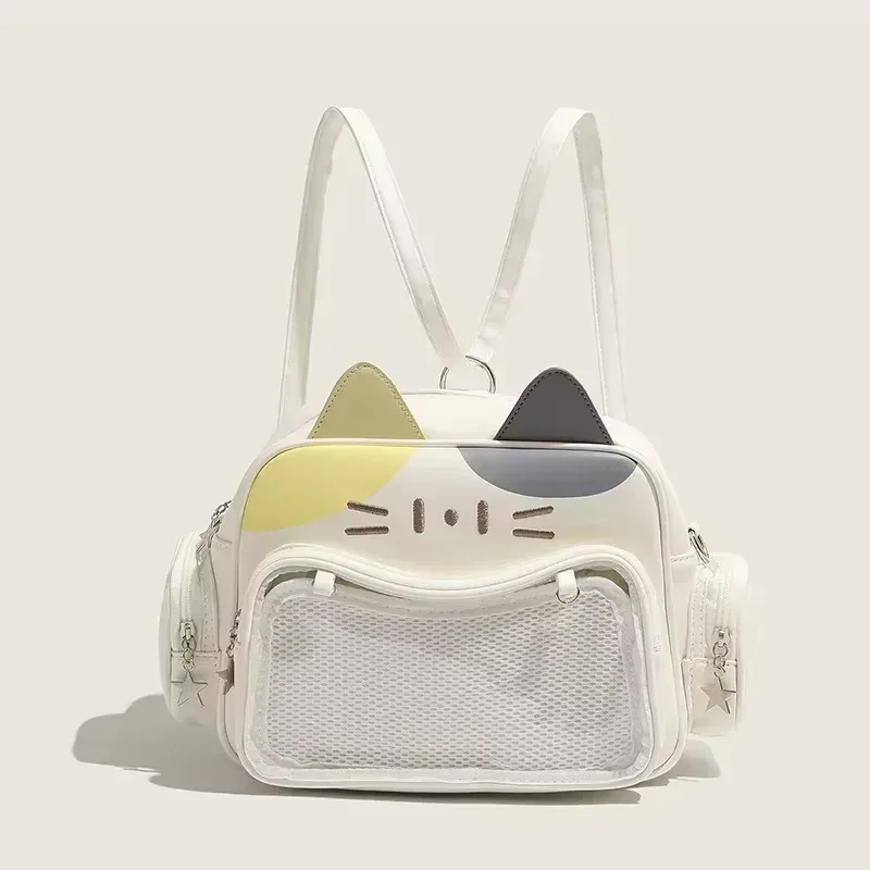 y2k coréen japon kawaii chat ita sac pu filles mignonnes poche transparente esthétique épaule sacs à bandoulière sacs à dos de mode pour femmes