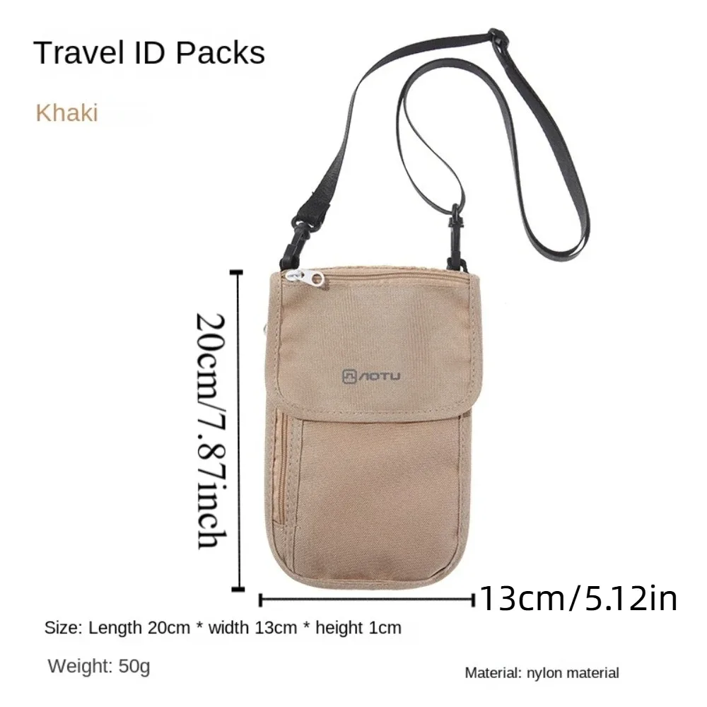 accessoires de voyage portefeuille de voyage en nylon kaki noir portefeuille pour passeport avec fermeture éclair housse de protection pour passeport pochette de voyage pour le cou