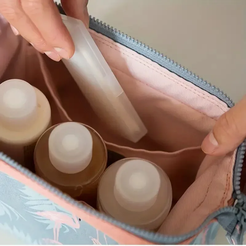 trousse de maquillage pour femmes, sac de rangement de toilette essentiel de voyage flamant rose, sac à cosmétiques portable, sac de rangement organisateur de grande capacité