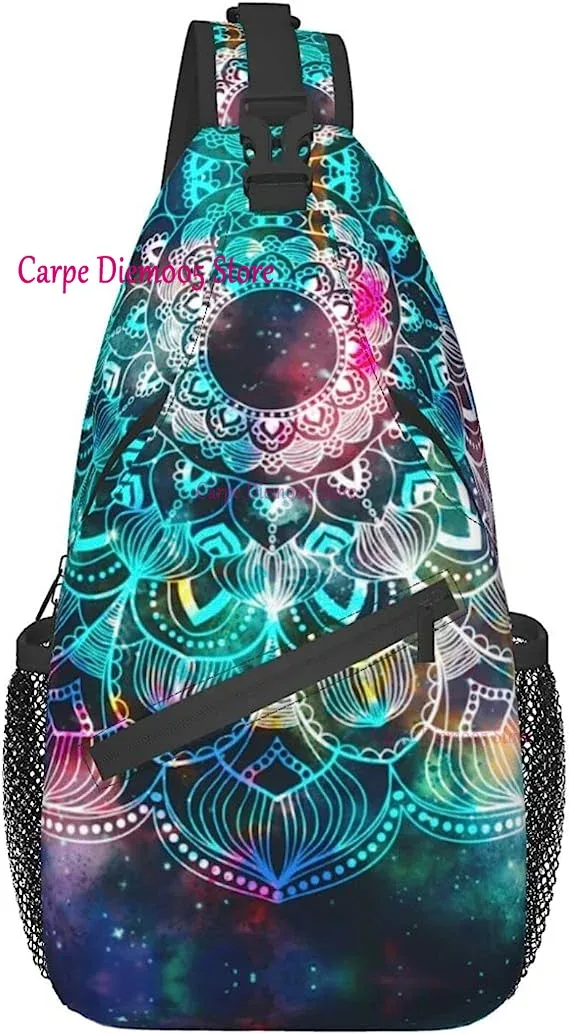 sac à bandoulière aquarelle pour hommes et femmes, style boho attrape-rêves mandala, sac de jour de randonnée, sac à dos à bandoulière, sac de poitrine de voyage pour hommes et femmes