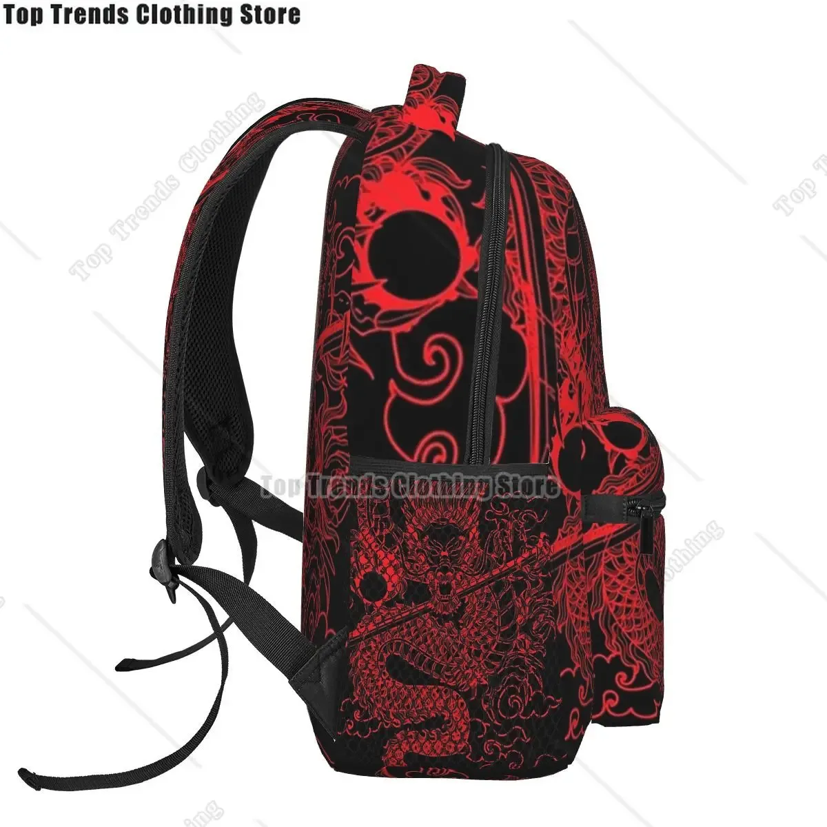 dragon chinois rouge avec fond noir sacs à dos garçons filles bookbag étudiants sacs d'école dessin animé sac à dos pour ordinateur portable sac à bandoulière