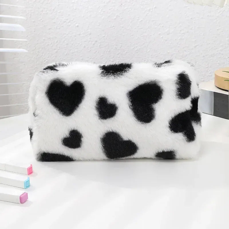sac à cosmétiques d'amour mignon, trousse de toilette en peluche douce pour fille, rangement de voyage, pochette de rangement de maquillage, trousse à crayons pour étudiant