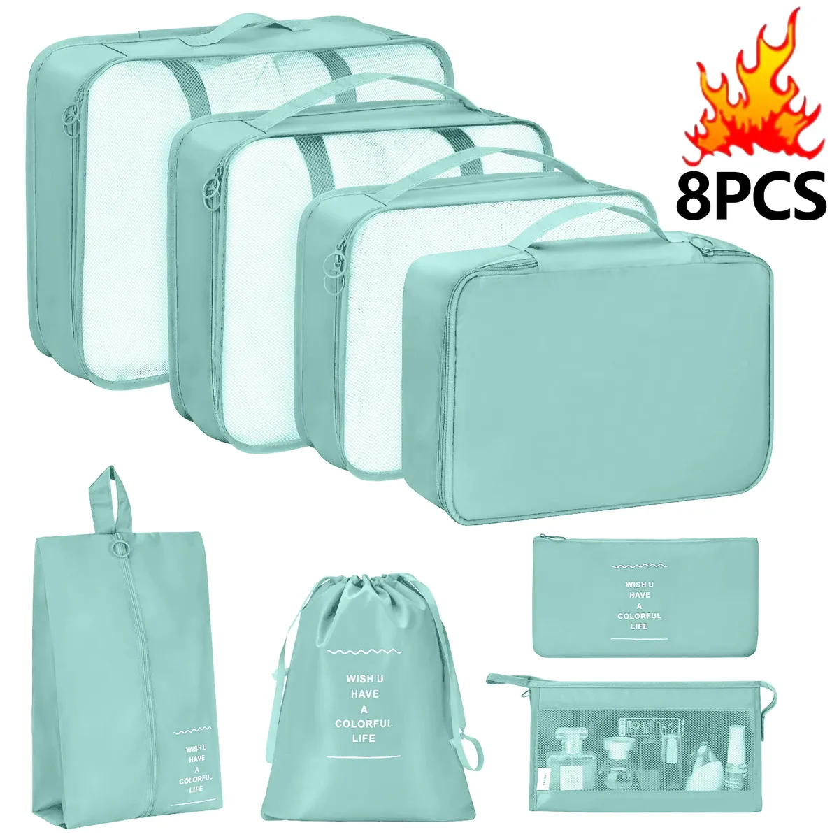 organisateur voyage sacs rangement polyester beige noir chaussures vêtements cube pliant accents double glissières transport usage