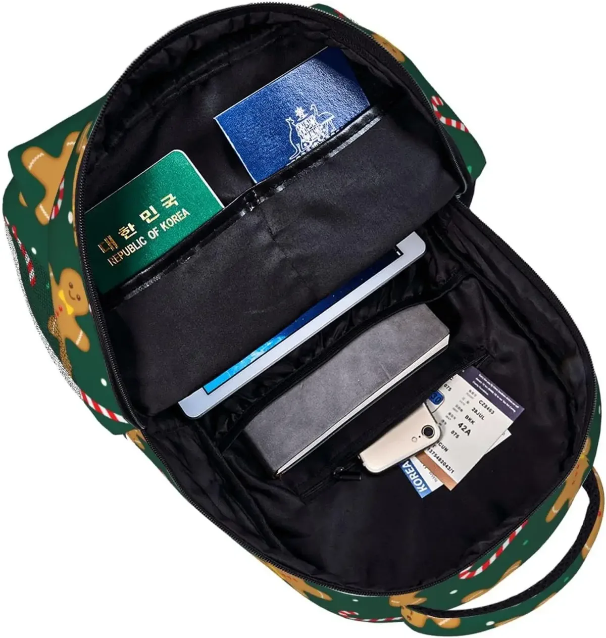 sac à dos en pain d'épice de noël pour hommes et femmes, sac à dos pour ordinateur portable léger, cartable universitaire, sac à dos décontracté, sac de voyage, canne en bonbon