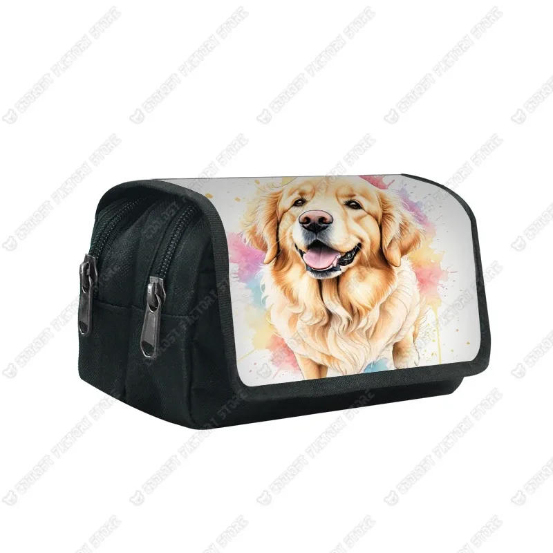 trousse à cosmétiques motif chien d'interconnexion, papeterie de maquillage, troupeau de contribuables allemands, chiots shih tzu, sac à crayons, porte-pinceaux