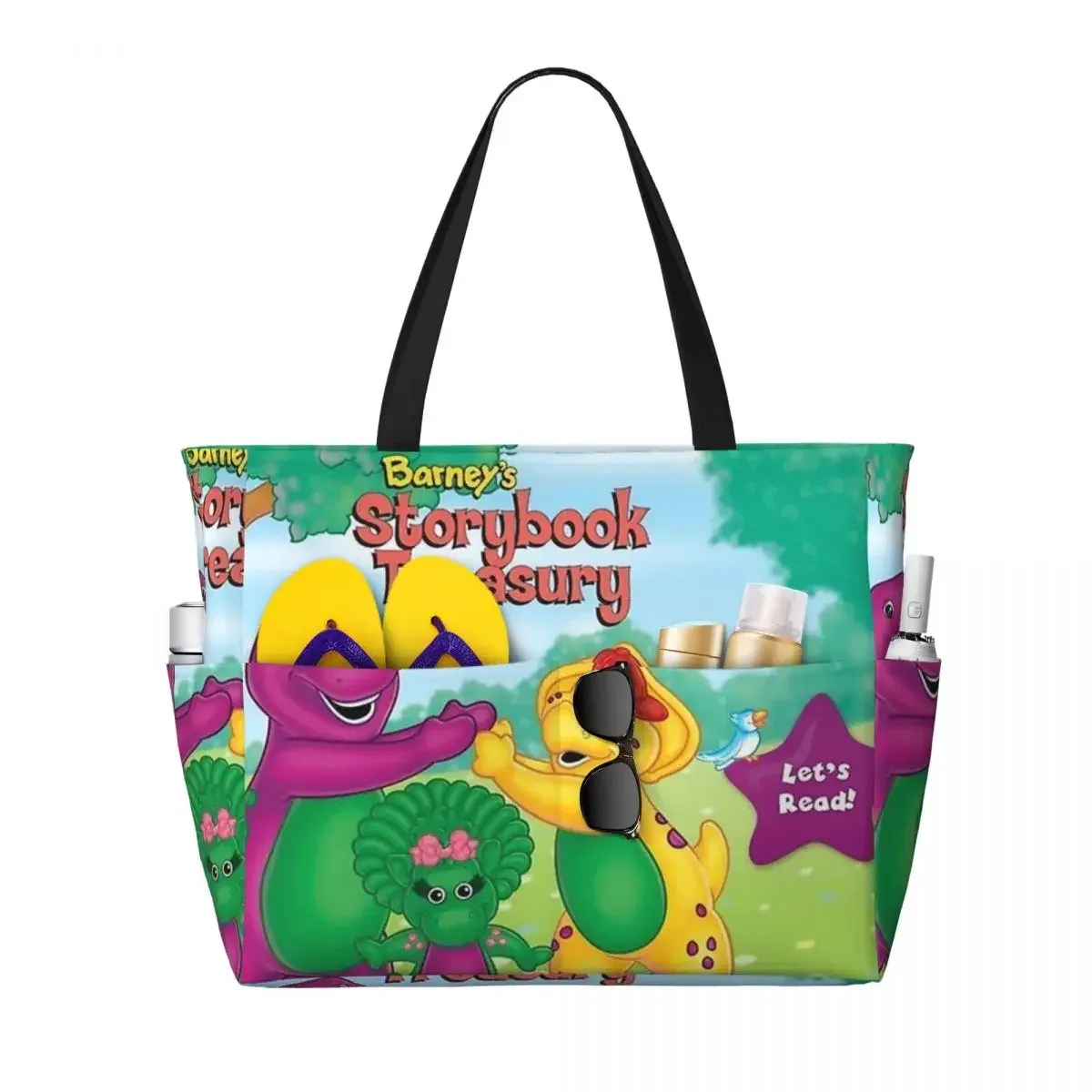 sac voyage polyester motifs personnages animés sacoche noire poches latérales grande poche avant usage voyage sport plage yoga