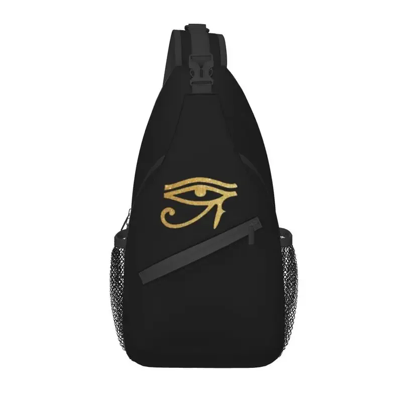 cool prairie gold pharaoh egyptian king tut sling crossbody sac à dos pour homme, hiéroglyphique égyptien initié, sacs de poitrine pour la randonnée