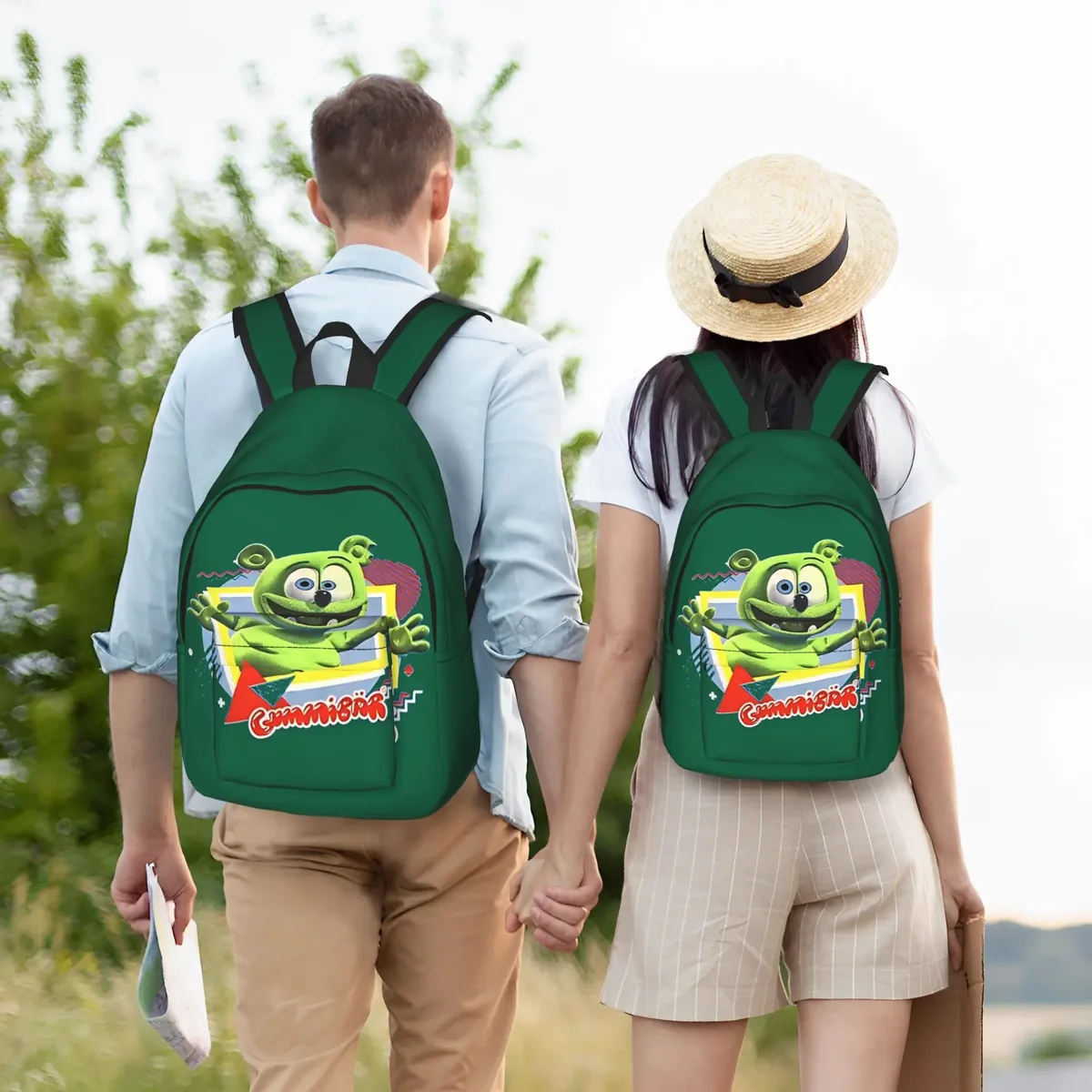 sac à dos tendance pour étudiants, motif oursons gélifiés fruités, idéal pour la rentrée scolaire