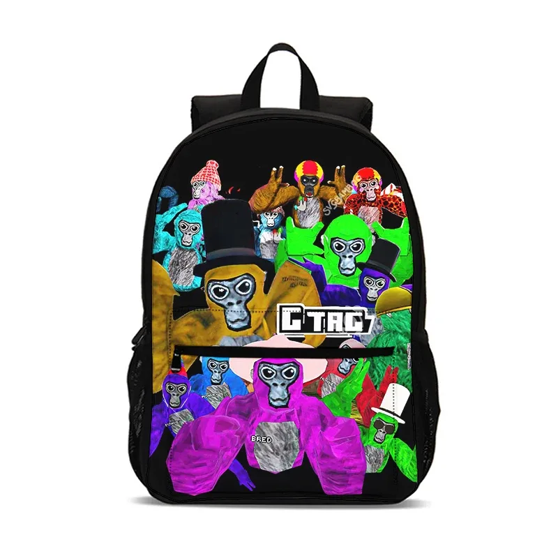 gorilla tag enfants mochila 47 cm/18.5 pouces grande capacité sac à dos gorilla tag fournitures scolaires sac d'école pour garçons filles meilleur cadeau