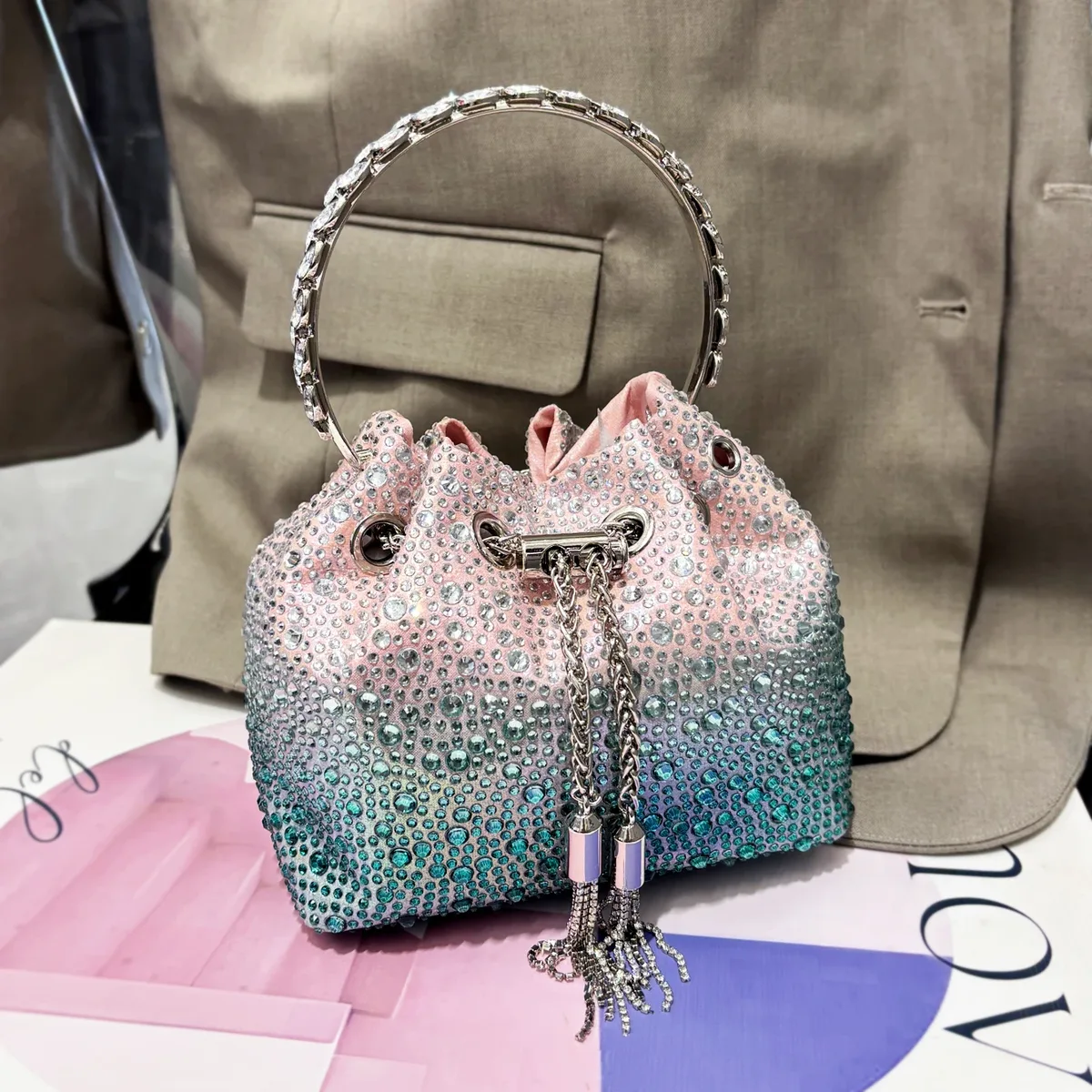 poignée strass pochette de soirée sacs à main et sac à main de luxe sac à bandoulière design brillant cristal pochette sac à main sac seau
