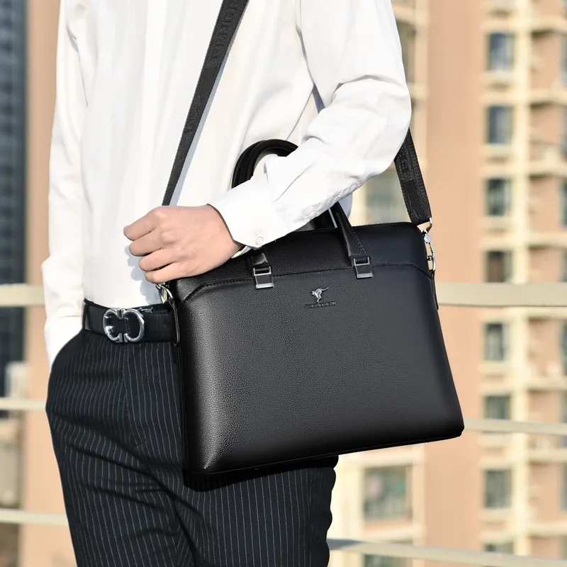 porte-documents de marque pour hommes en cuir, sacoche exécutive de bureau pour ordinateur portable 15,6 pouces, grand sac à documents, sac à main pour hommes, sac fourre-tout