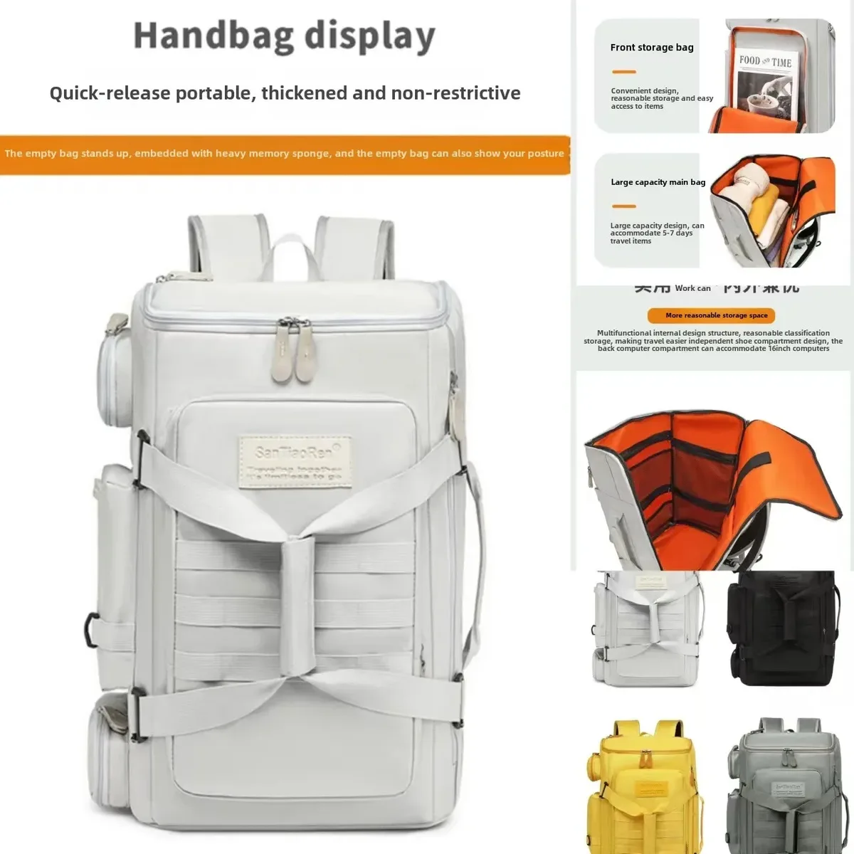 Multi-poches hommes sac à dos pour ordinateur portable voyage grande capacité voyage affaires bagage à main week-end sac à dos décontracté bagages sac de randonnée bolso